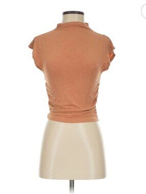 Sugarlips Orange Cap sleeve Mockneck top with side ruching